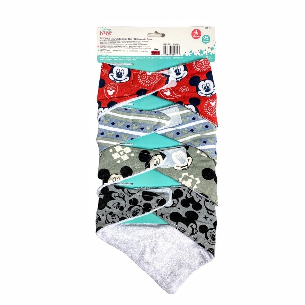 NWT Disney Mickey Mouse 4-pack Cotton Jersey Bandanna Bibs - Picture 5 of 11